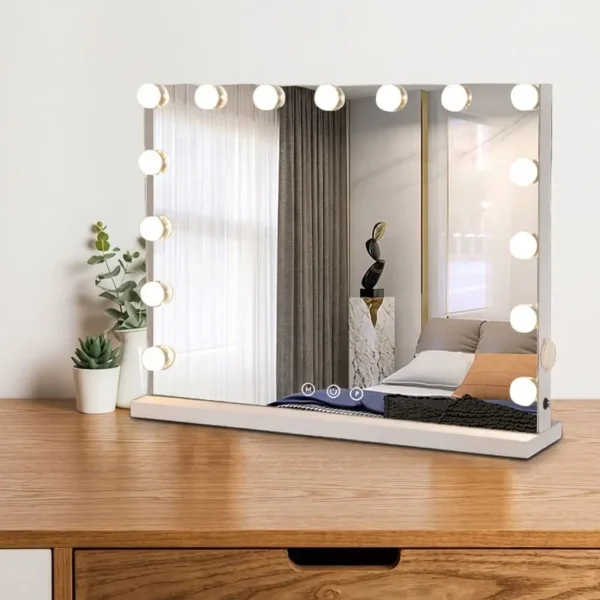 Professional Makeup Mirror with LED Bulbs, Large Tabletop Vanity Mirror, Smart Touch Control